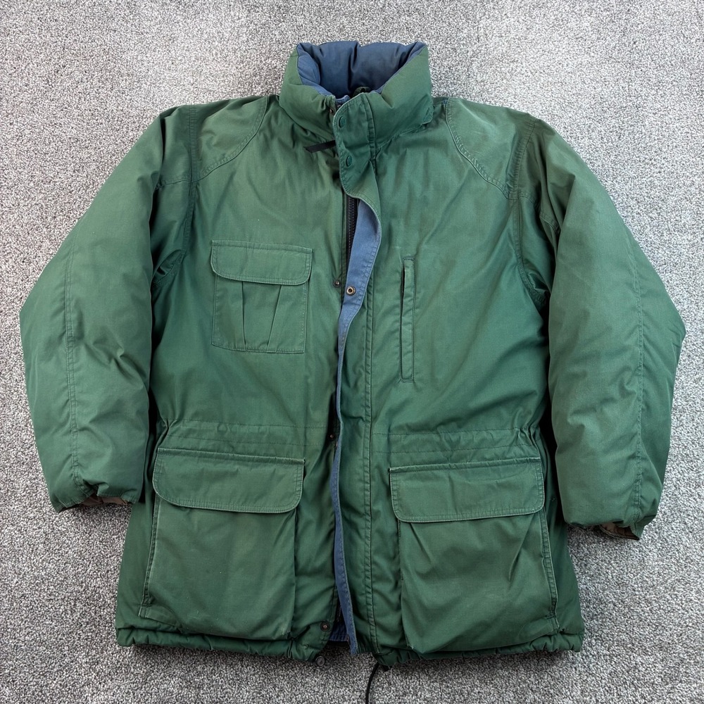 Vintage Eddie Bauer Ridge Line Parka Jacket Mens L Green Goose Down Made in USA